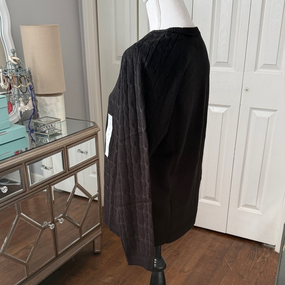 Black Classic Cable Knit Croft & Barrow Women's Sweater Medium - Picture 2 of 9